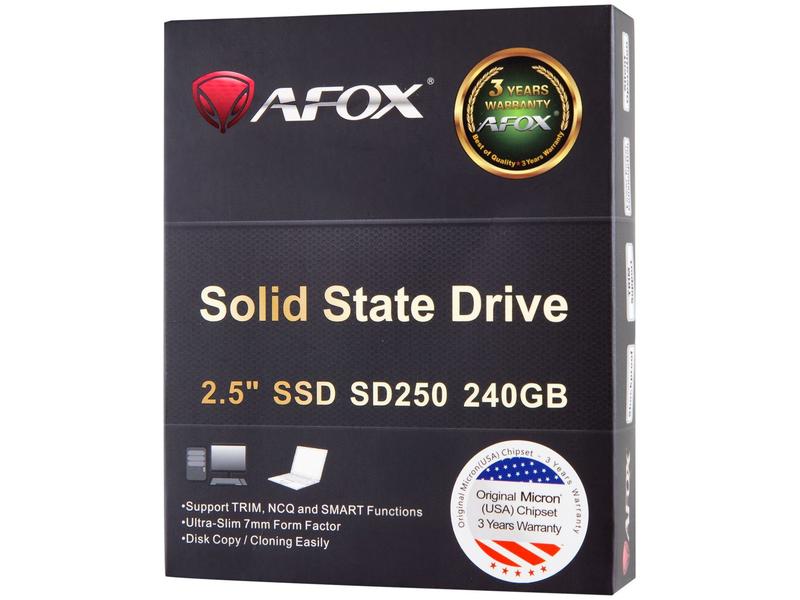 SSD 240GB AFOX SD250-240GN SATA III Leitura 560MB/s e Gravação